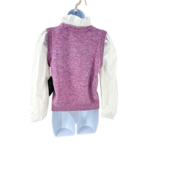 Tuckernuck NEW Lilac Purple Ella Wool Sweater Collared Long Sleeve Blouse Size M - Picture 6 of 8